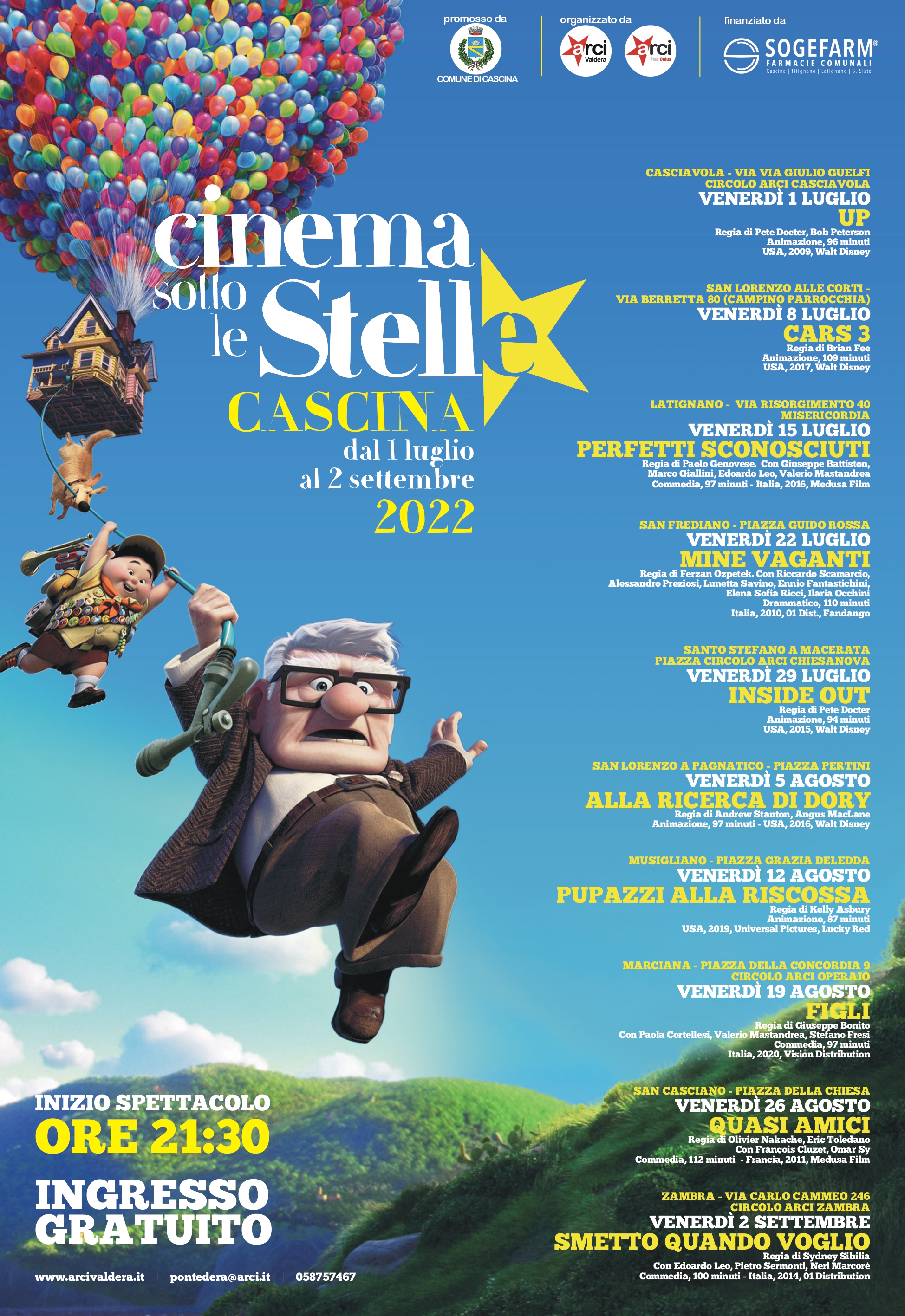 'Cinema sotto le Stelle' nelle frazioni dall'1 luglio al 2 settembre