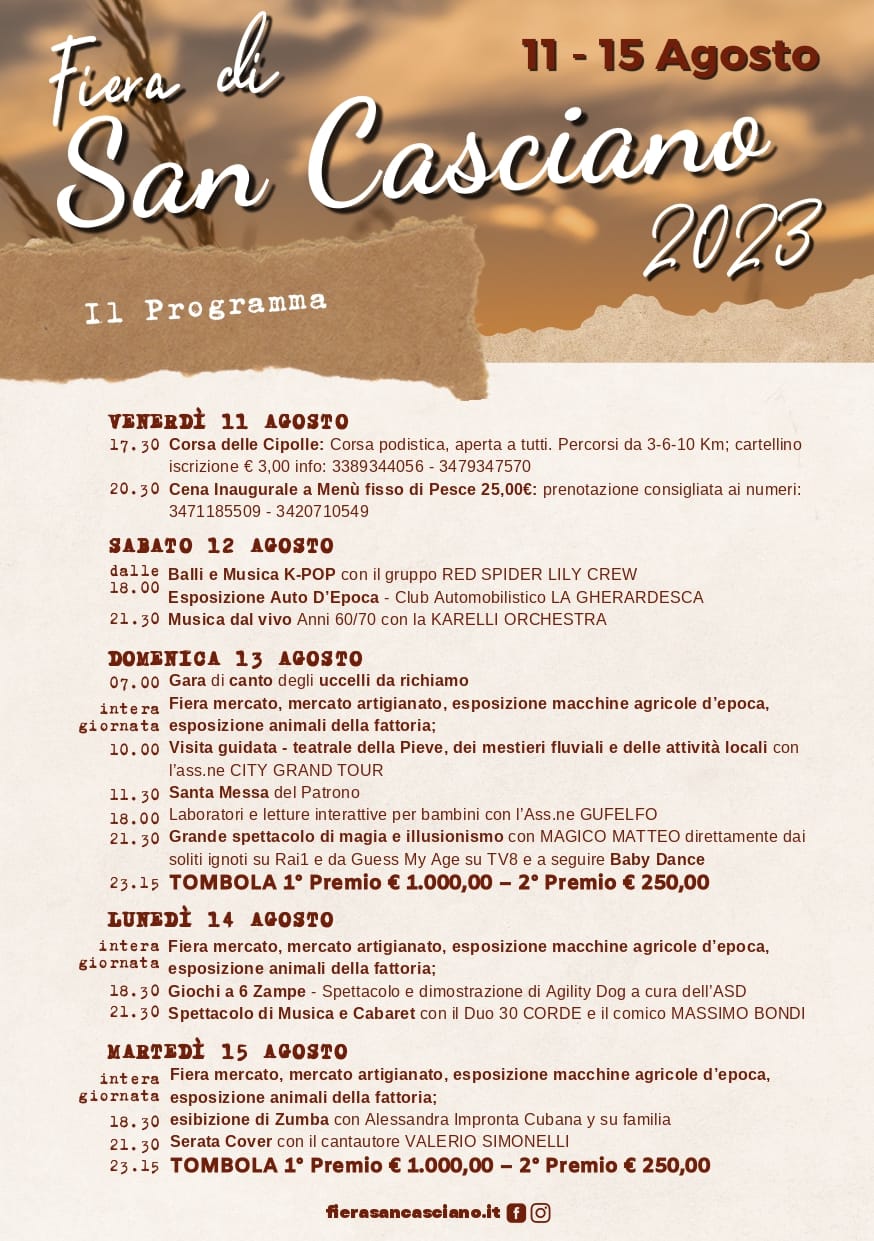 Torna la Fiera di San Casciano dall'11 al 15 agosto