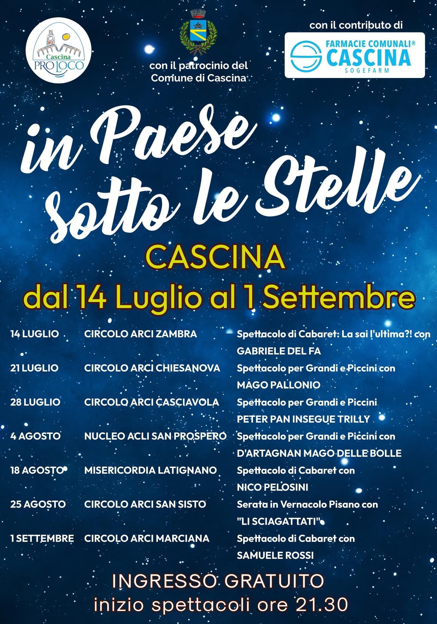 Dal 14 luglio parte "In Paese sotto le Stelle"