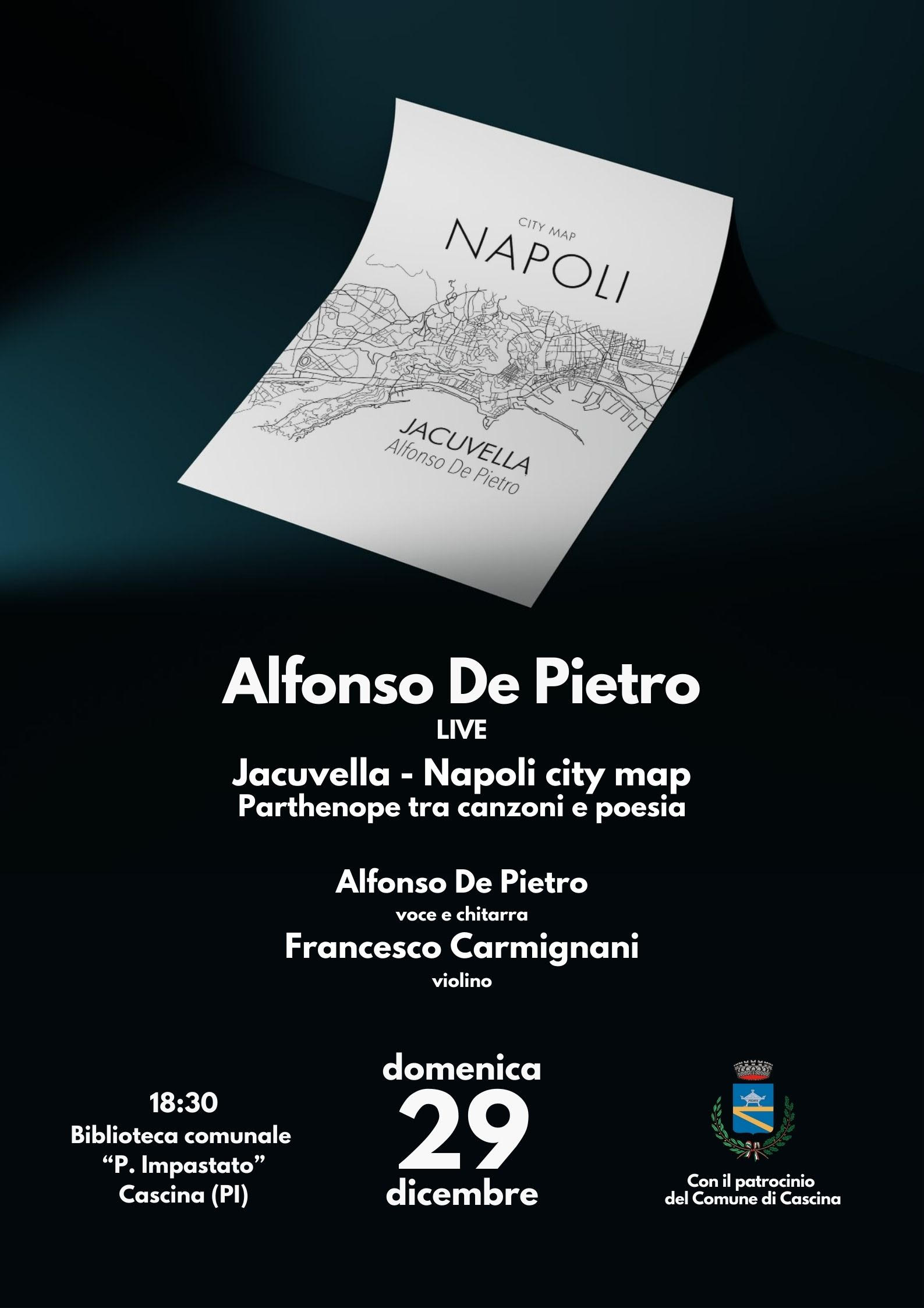 Jacuvella - Napoli city map Parthenope tra canzoni e poesia - 29 Dicembre 2024 ore 18:30 Presso Biblioteca Comunale " Peppino Impastatato" Cascina