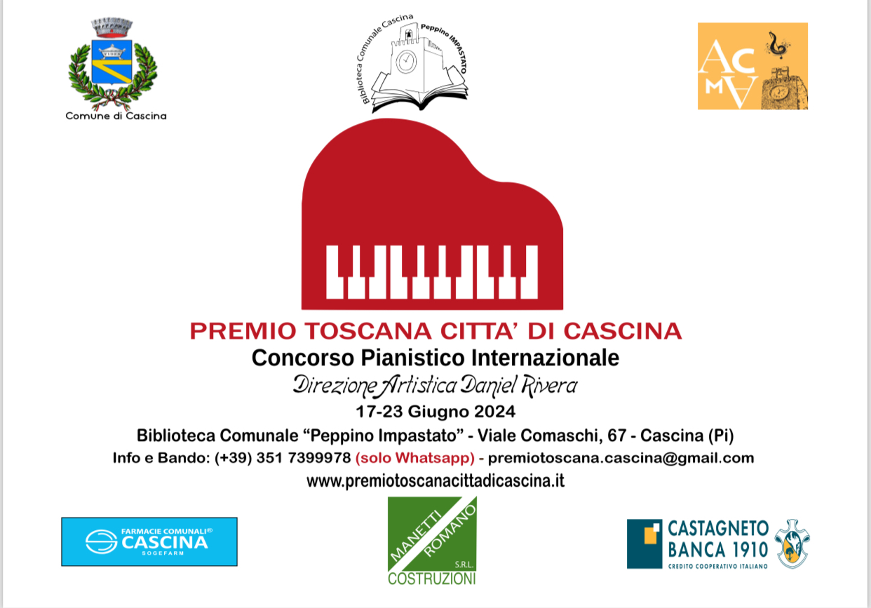 Premio Toscana Città di Cascina: iscrizioni prorogate al 5 giugno