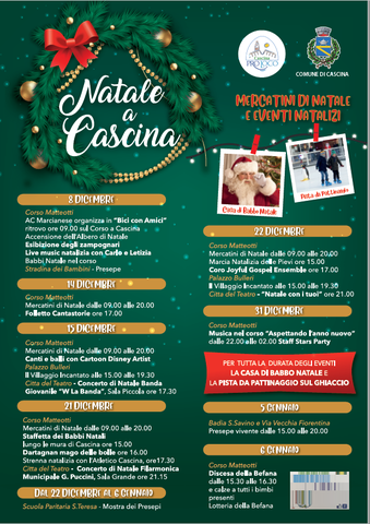 Natale a Cascina,  il calendario delle iniziative