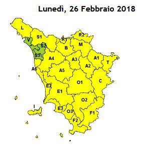 Meteo - Criticità per vento estesa fino alle ore 20:00 di lunedì 26 febbraio.