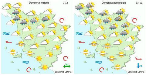 Meteo, piogge e temporali previsti per domenica 22 luglio